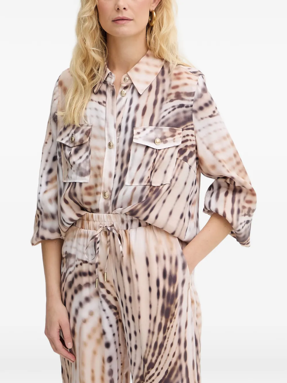Guess Usa Abstract-print Button-down Shirt In Brown
