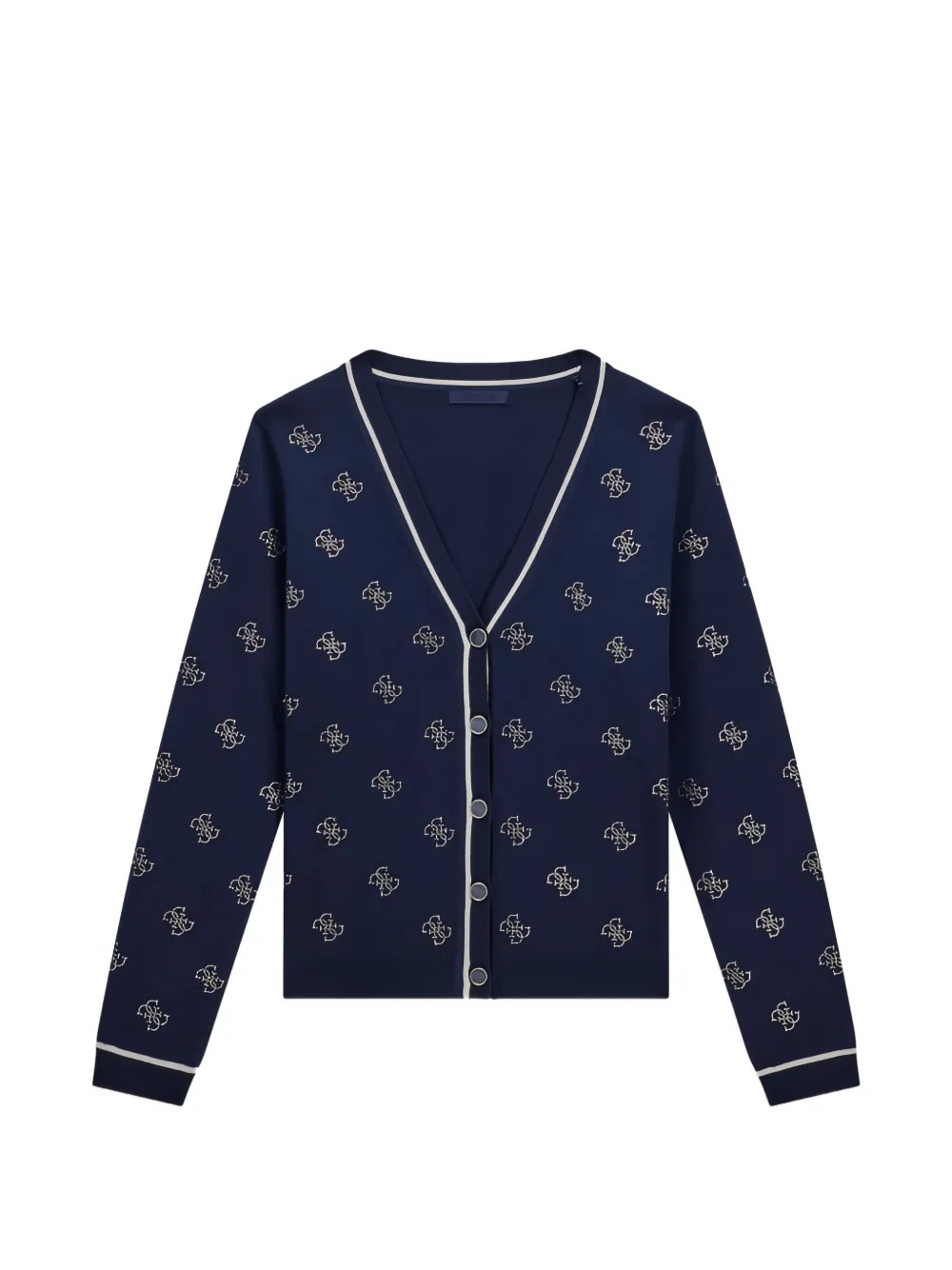 GUESS USA crystal-embellished logo-print cardigan - Blu