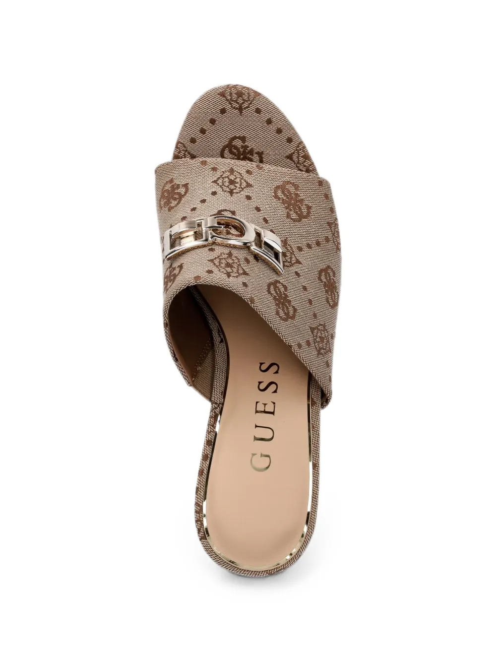 GUESS USA Evenza logo-pattern wedge sandals Beige