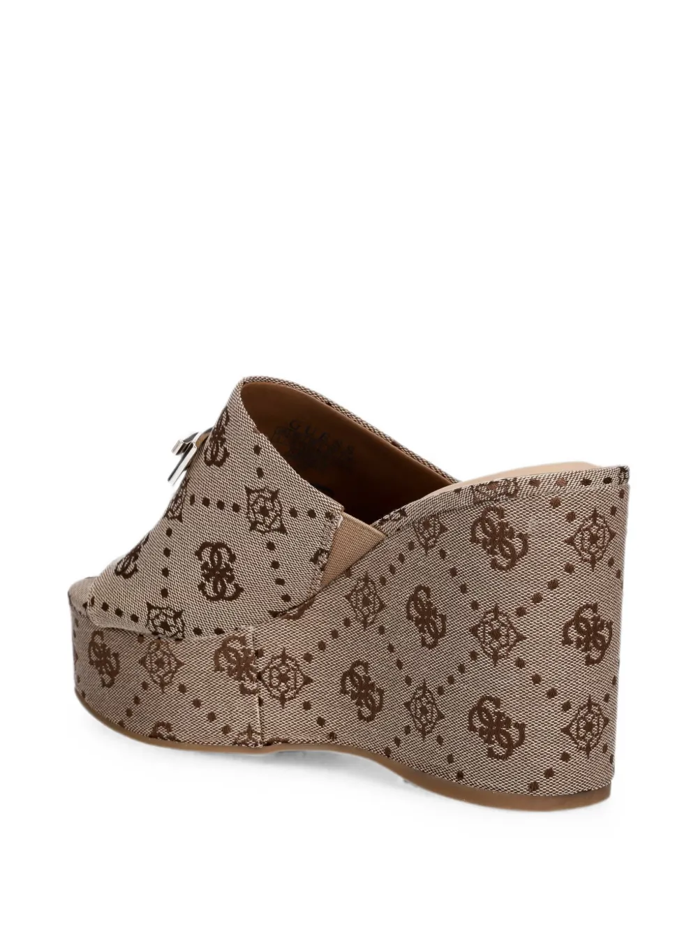 GUESS USA Evenza logo-pattern wedge sandals Beige