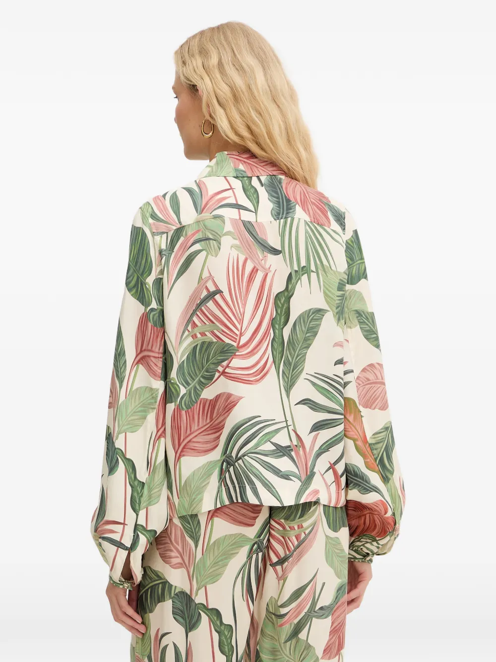 GUESS USA Blouse met tropische print Beige