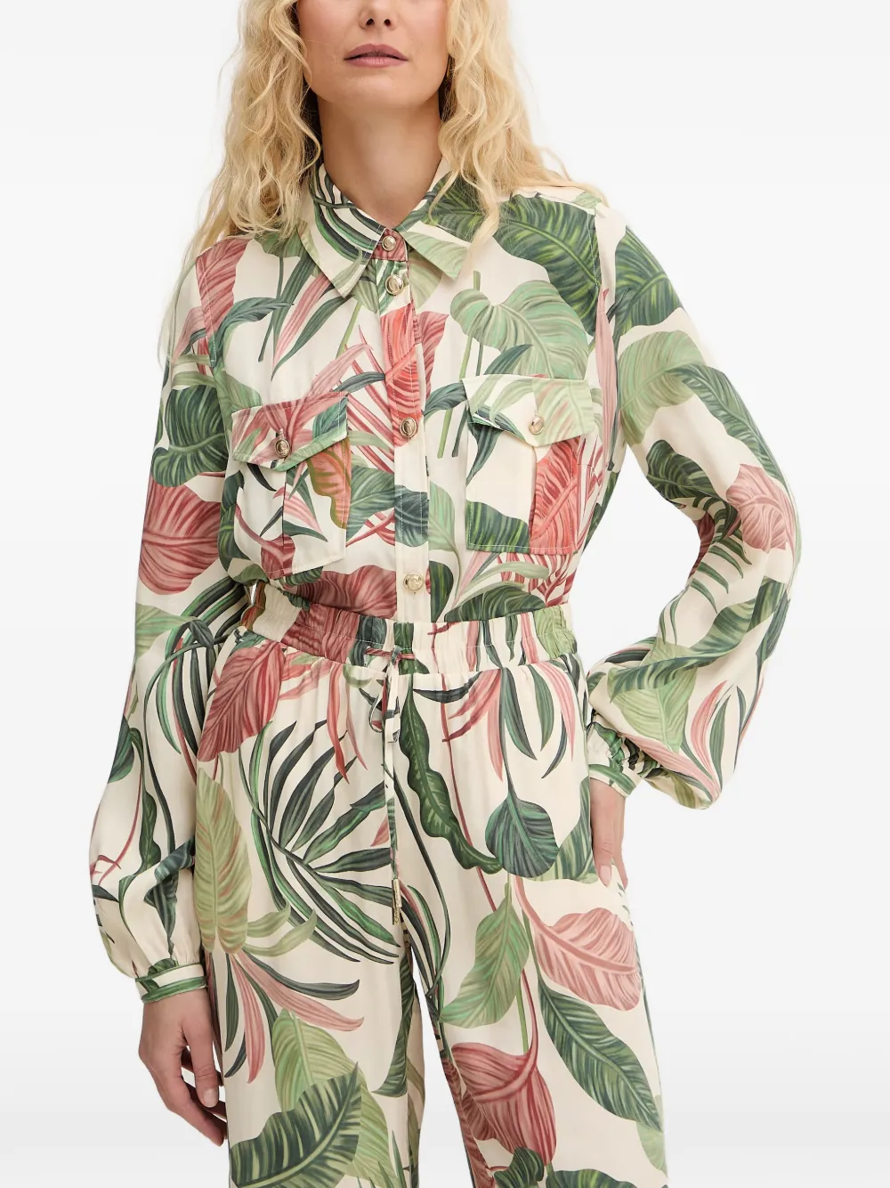 GUESS USA tropical-print long-sleeve shirt - Toni neutri