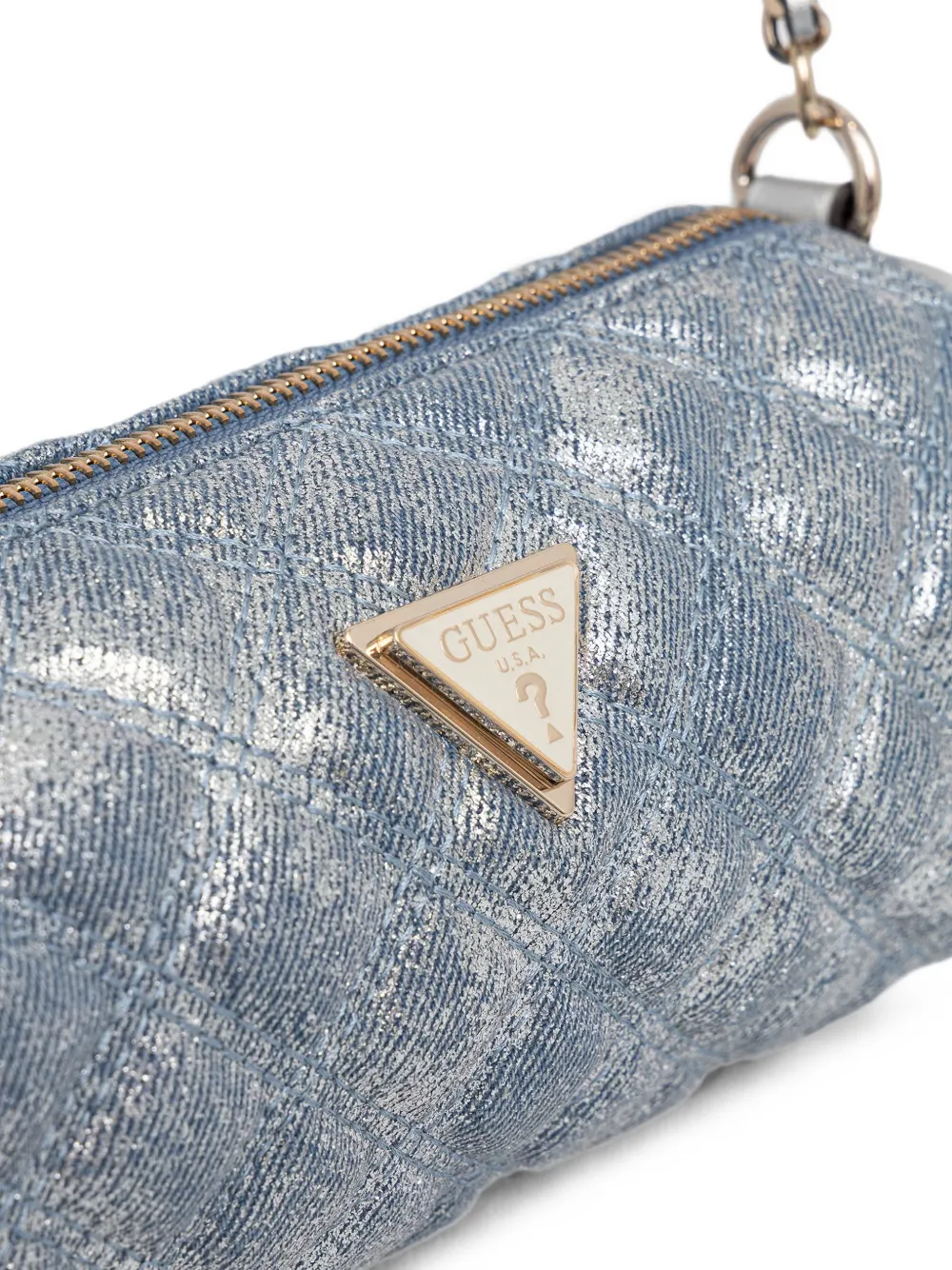 GUESS USA Giully gewatteerde schoudertas met metallic-effect Blauw