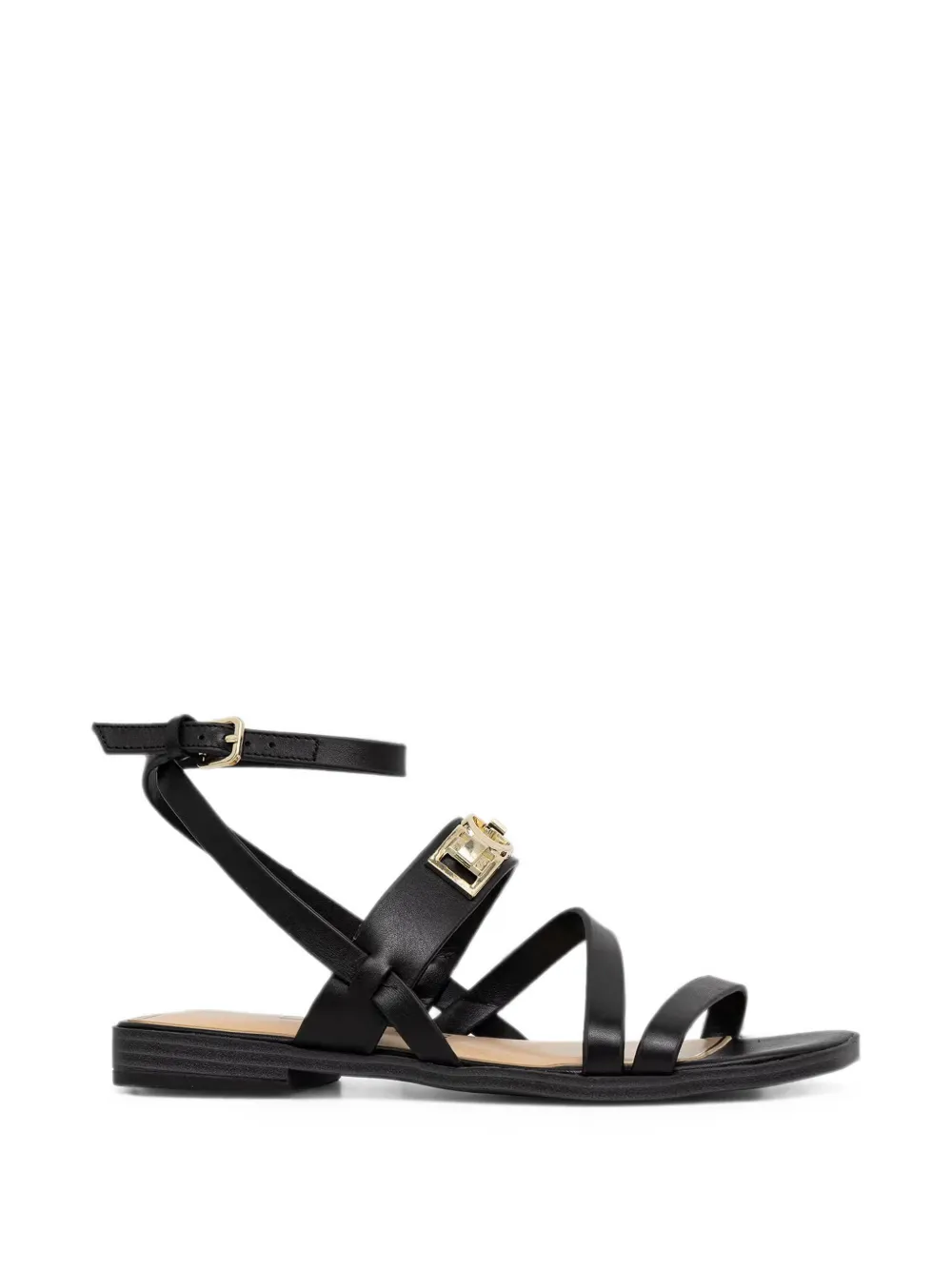 GUESS USA logo-plaque strappy sandals - Black