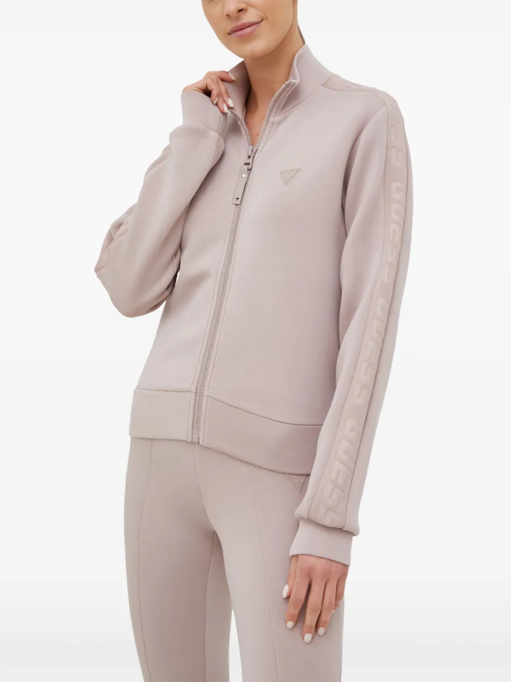GUESS USA New Allie logo-tape zip-up sweatshirt - Rosa
