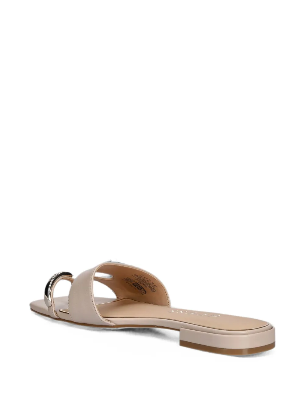 GUESS USA Tablita sandalen met logoplakkaat en teenbandje Beige