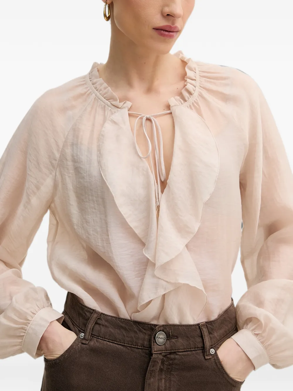 GUESS USA Blouse met ruches Roze