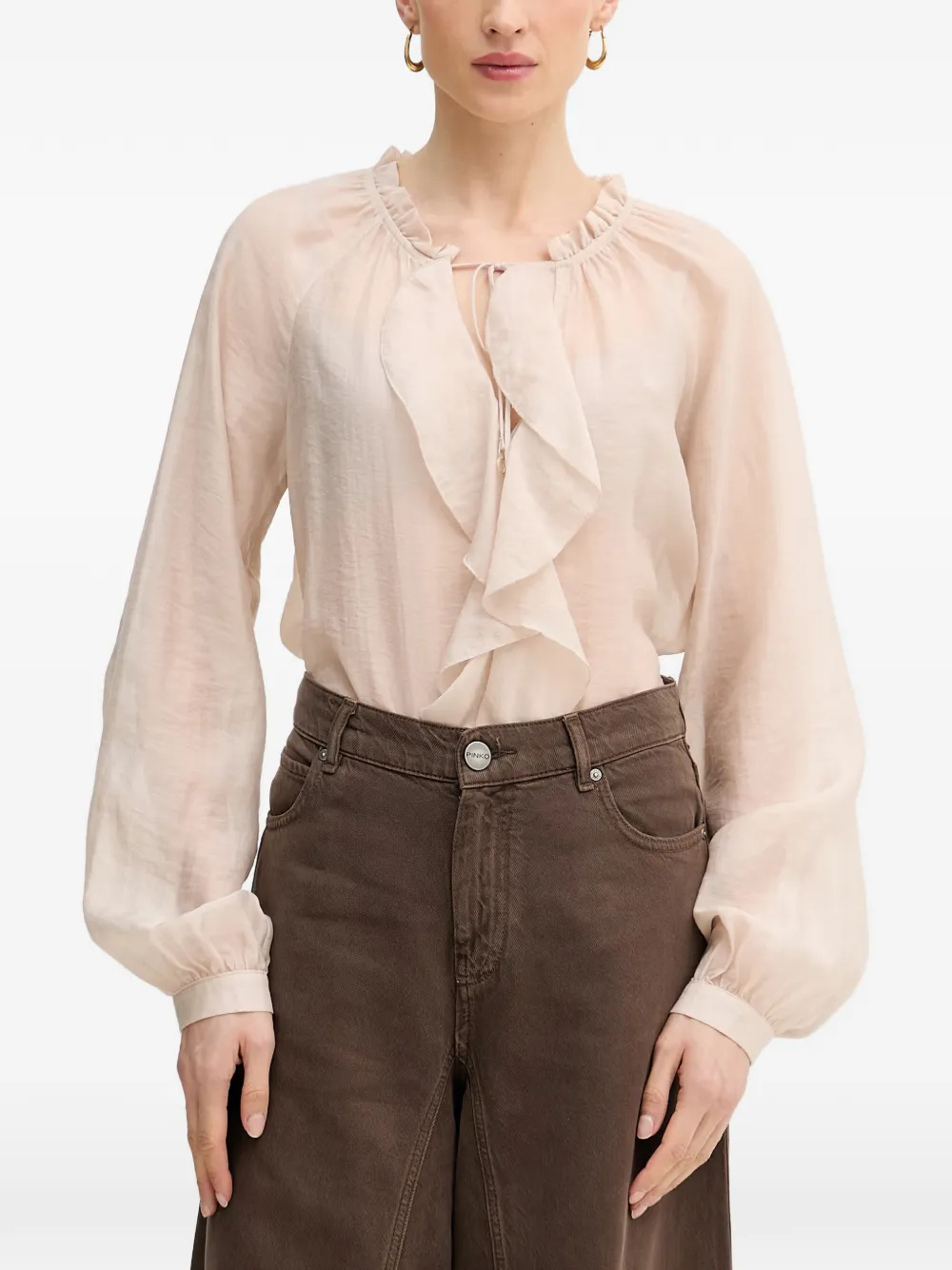 GUESS USA ruffled long-sleeve blouse - Rosa