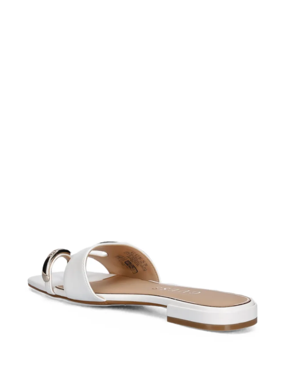 GUESS USA Tablita logo-plaque toe-strap slide sandals Wit