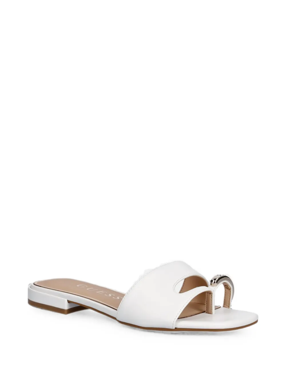 GUESS USA Tablita logo-plaque toe-strap slide sandals Wit
