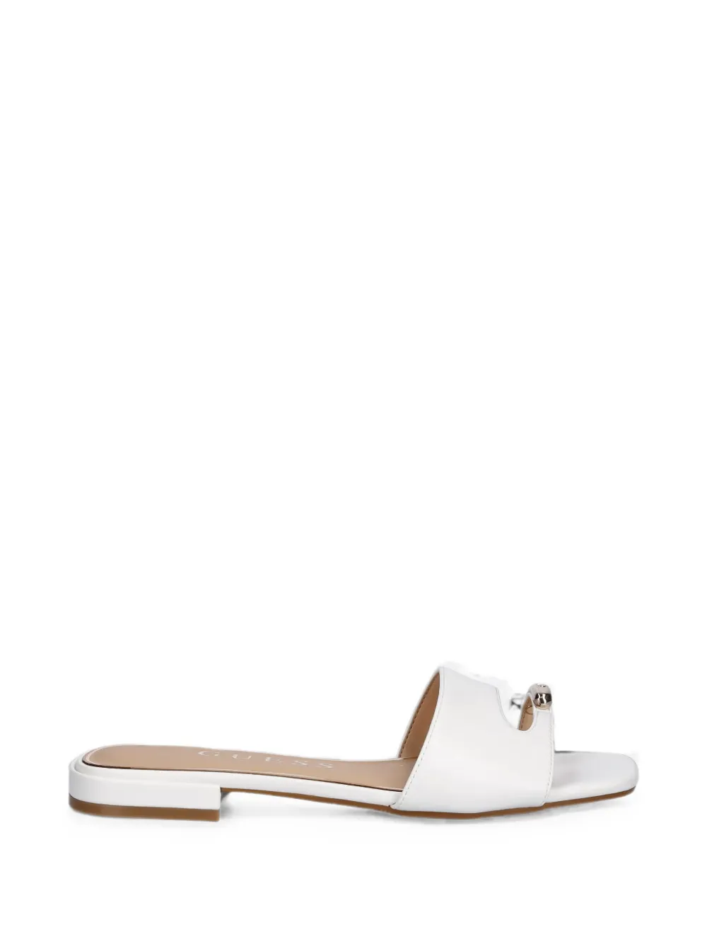 GUESS USA Tablita logo-plaque toe-strap slide sandals - Bianco