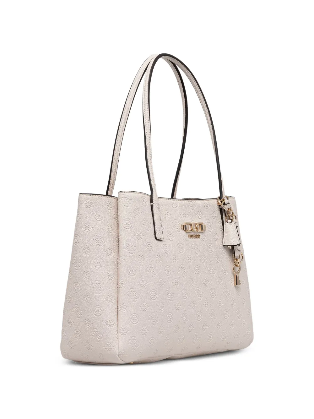 GUESS USA Anise shopper met logo-reliëf en bedel Beige