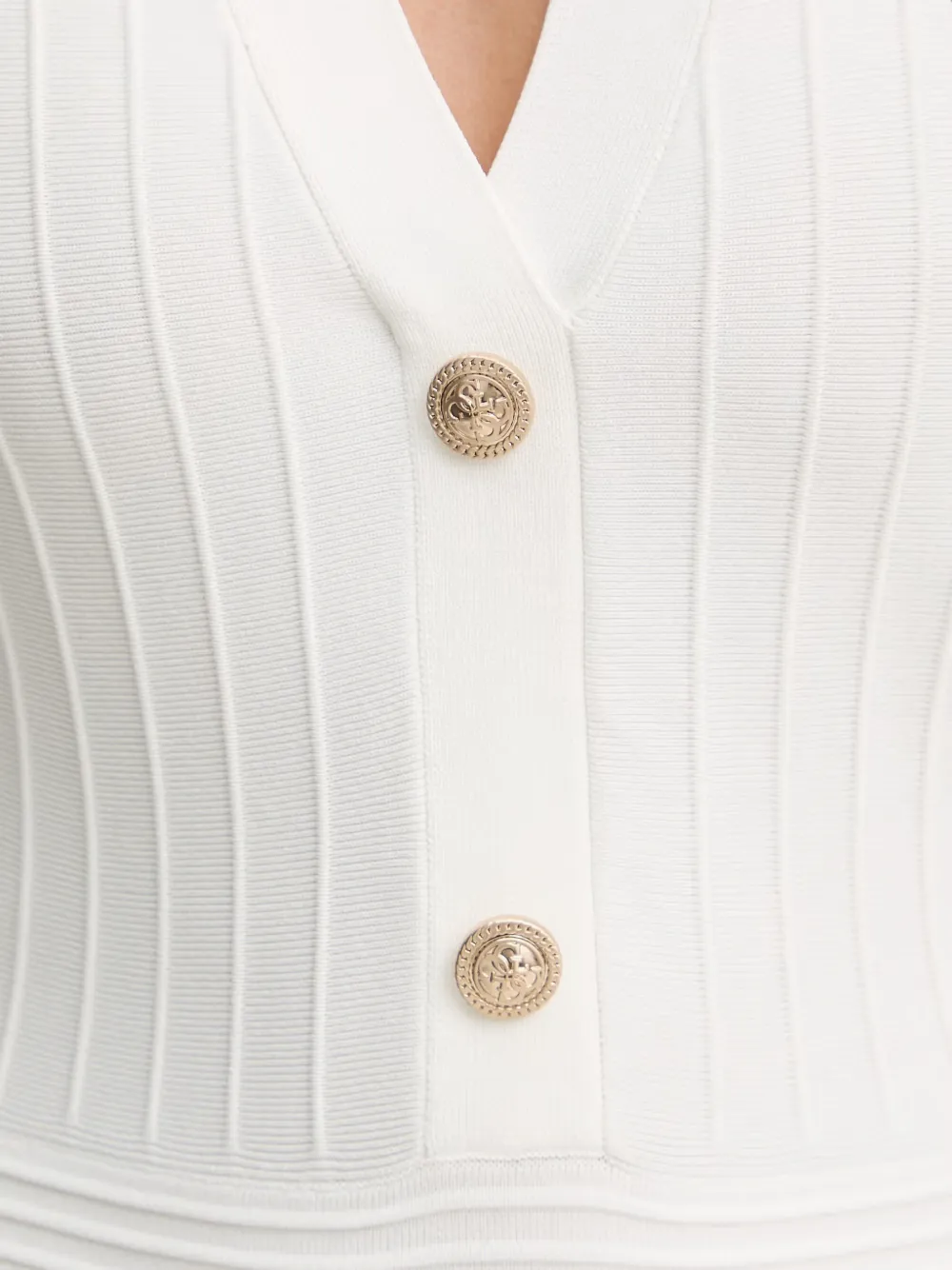 GUESS USA Ribgebreide button-down midi-jurk Wit