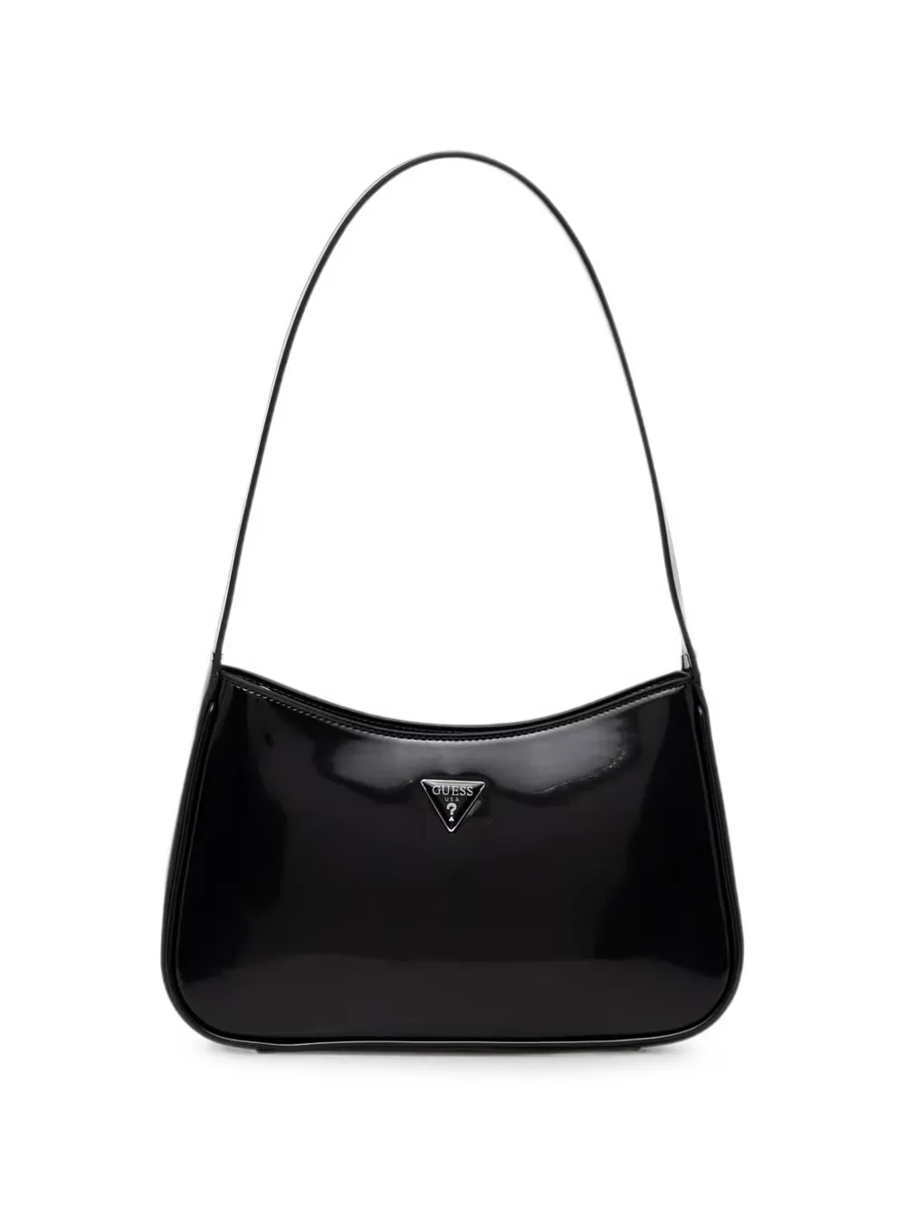 GUESS USA patent-finish logo-plaque shoulder bag - Black