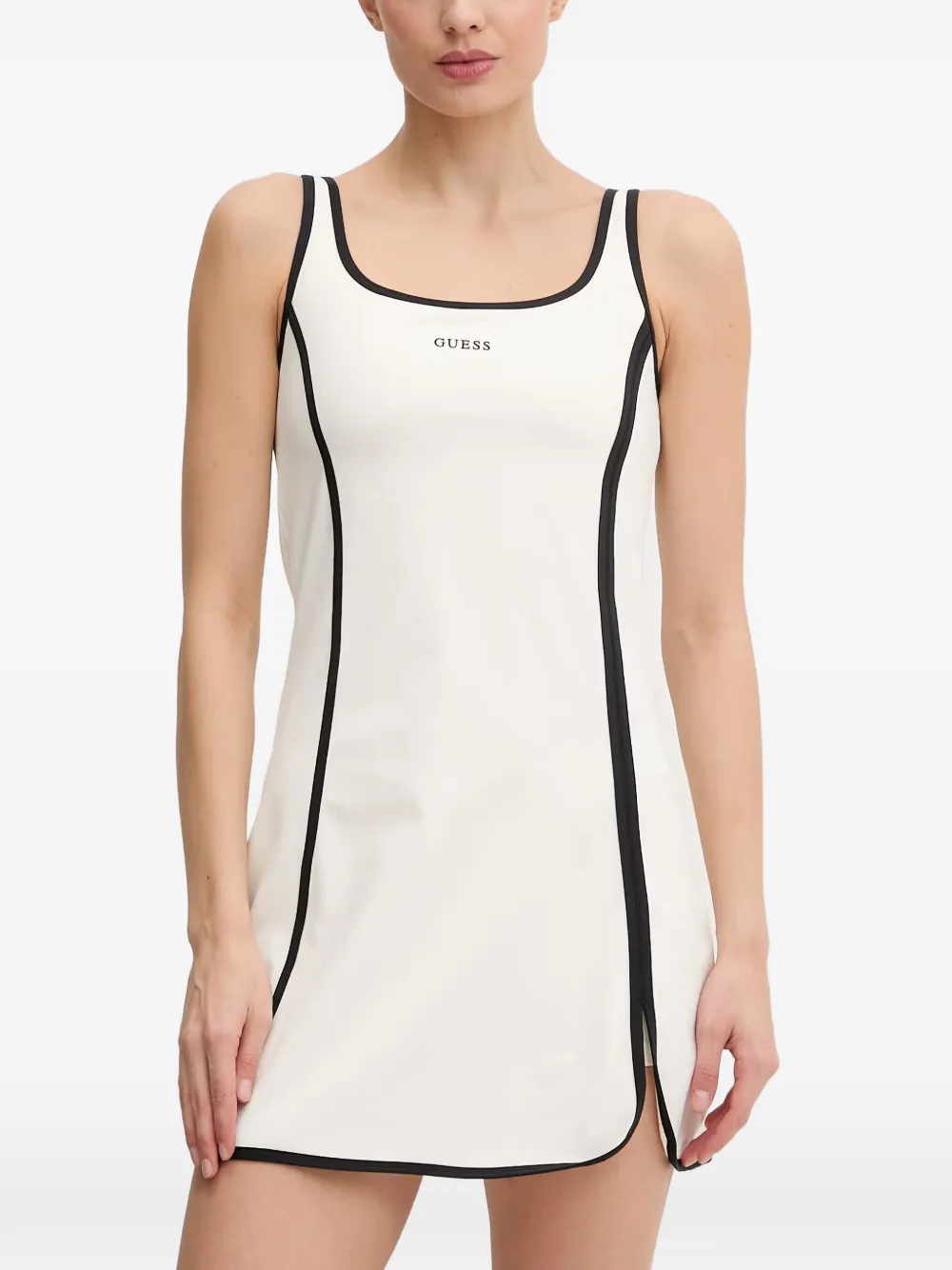 GUESS USA piped-trim sleeveless mini dress and panties set - Bianco