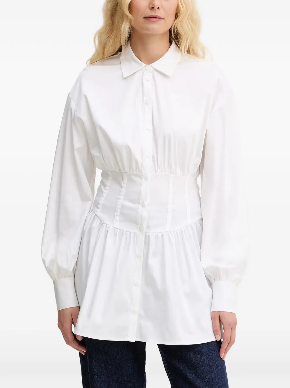 GUESS USA corset-style long-sleeve shirt - Bianco