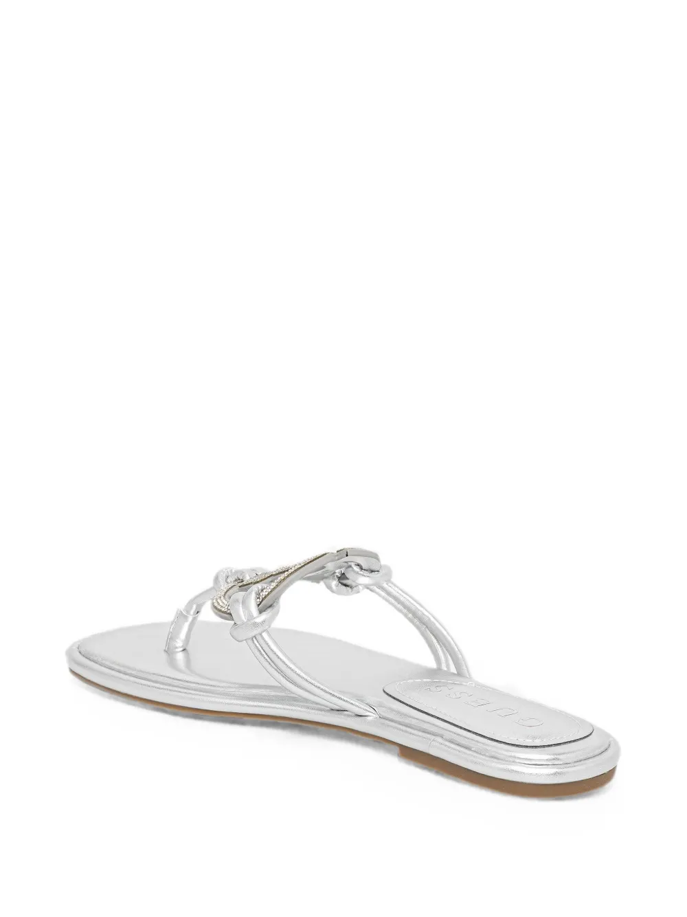 GUESS USA Teenslippers verfraaid met kristallen en logoplakkaat Zilver