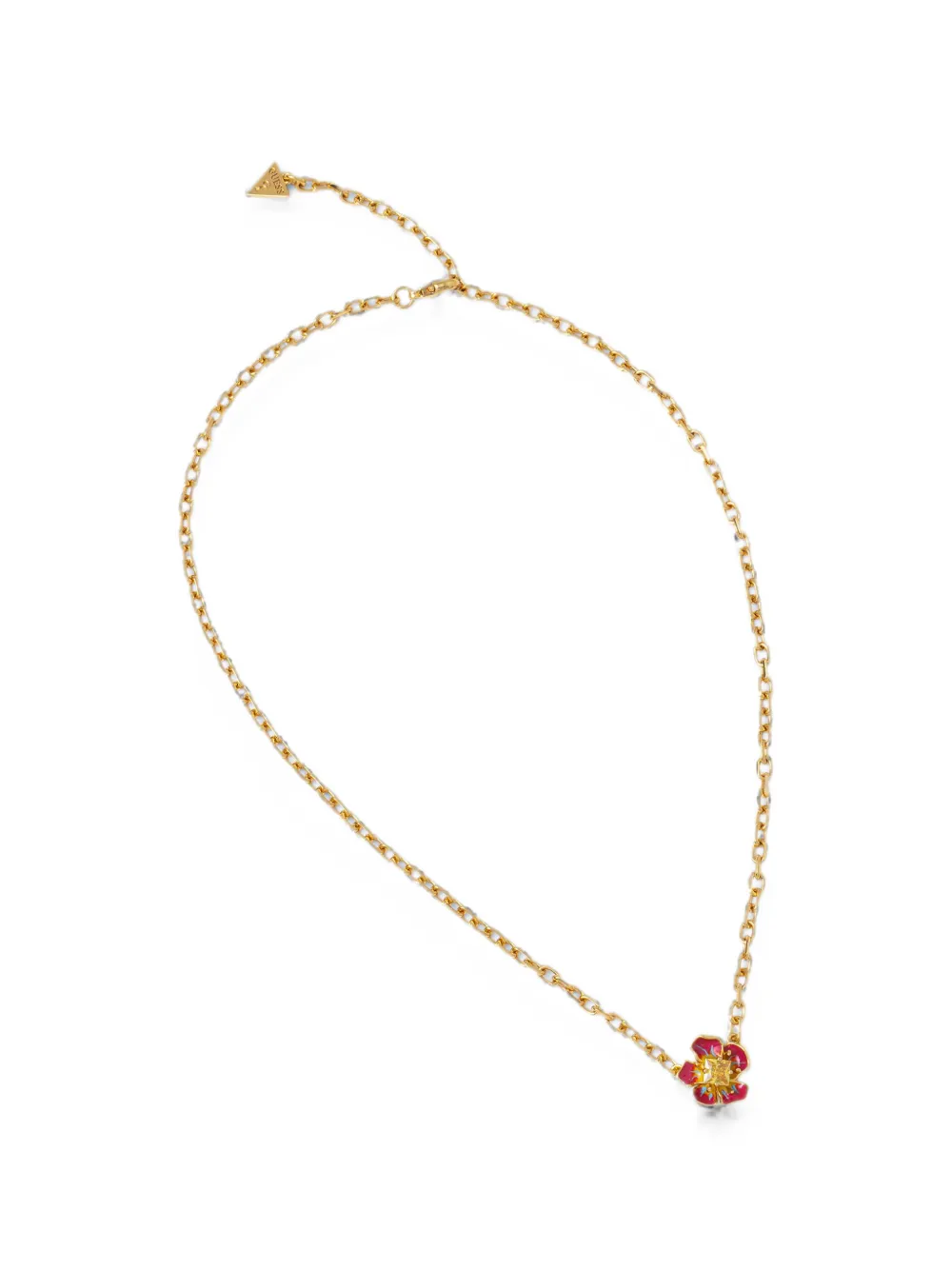 GUESS USA flower-pendant cable-link necklace - Oro