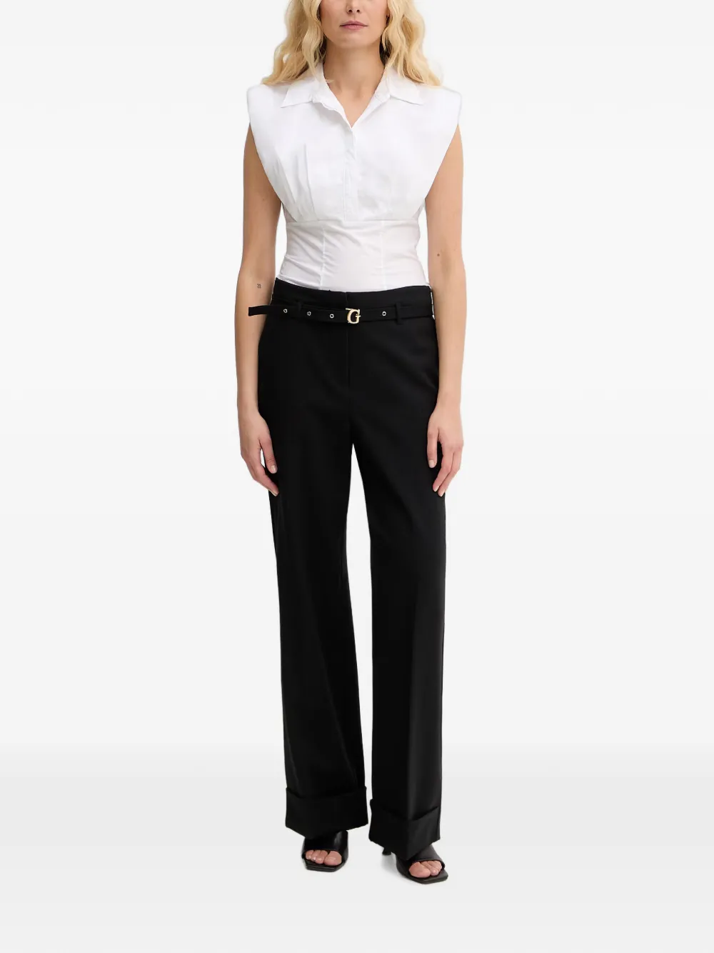 GUESS USA Broek met ceintuur en omgeslagen pijpen Zwart