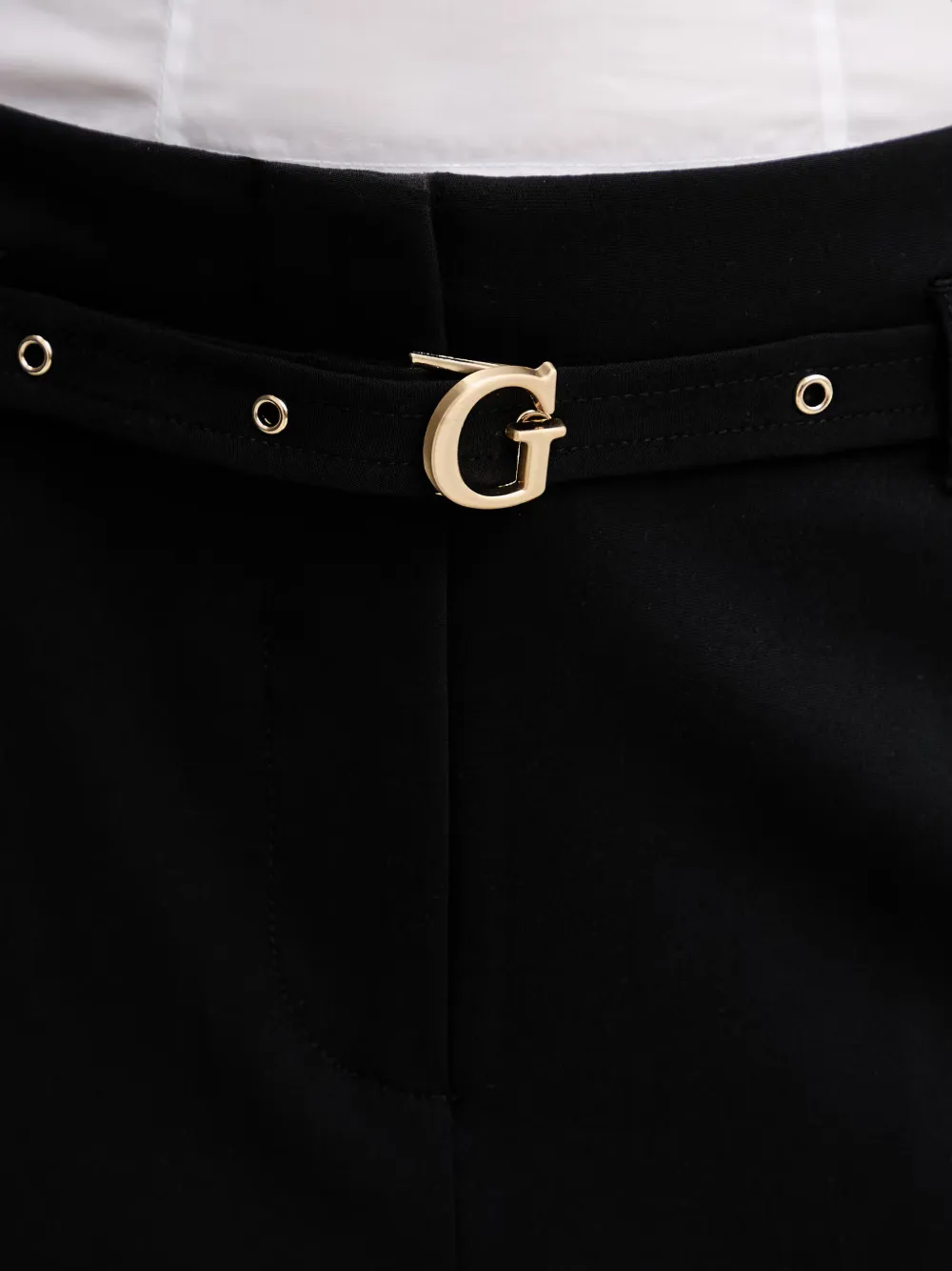 GUESS USA Broek met ceintuur en omgeslagen pijpen Zwart