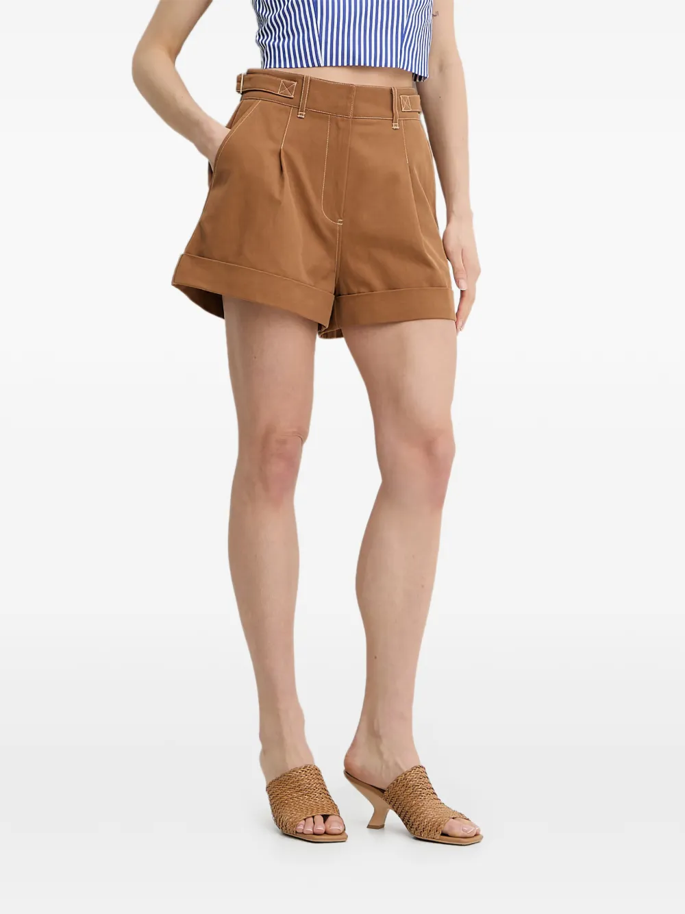 GUESS USA belted pleated shorts - Braun