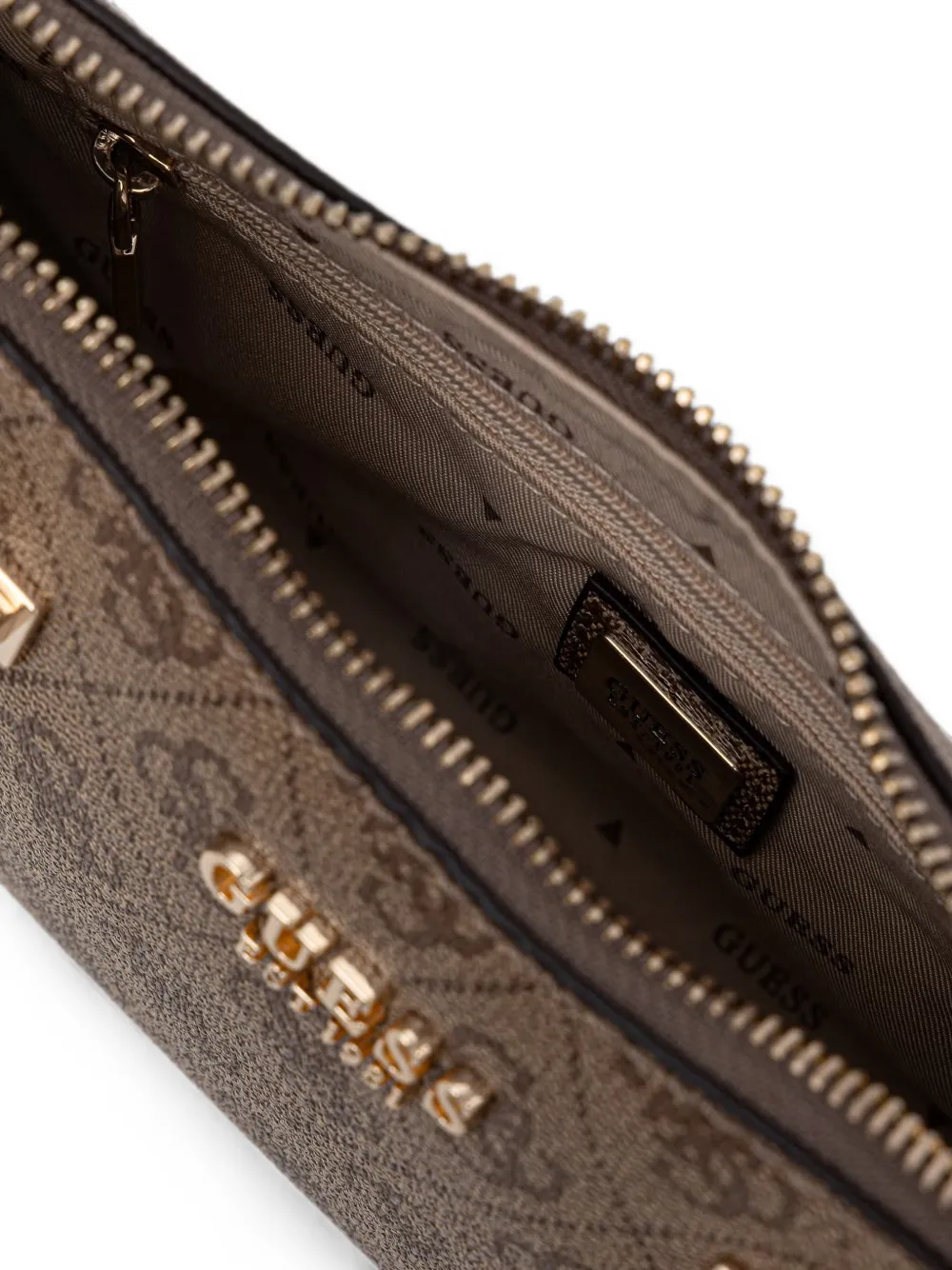 GUESS USA Leona schoudertas met logo-monogram Beige