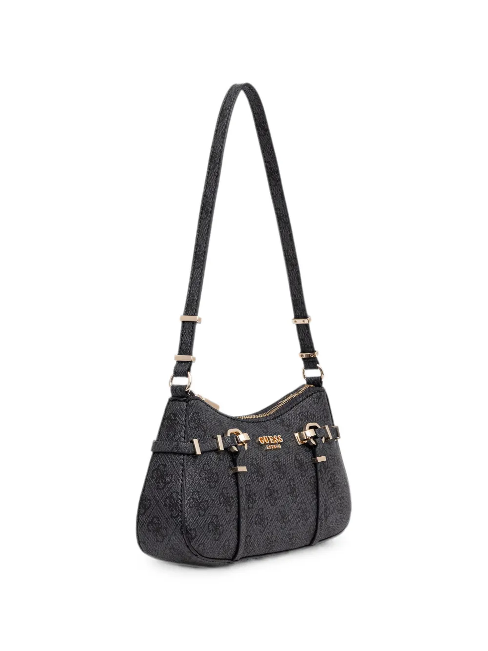 GUESS USA Leona schoudertas met monogramprint Zwart