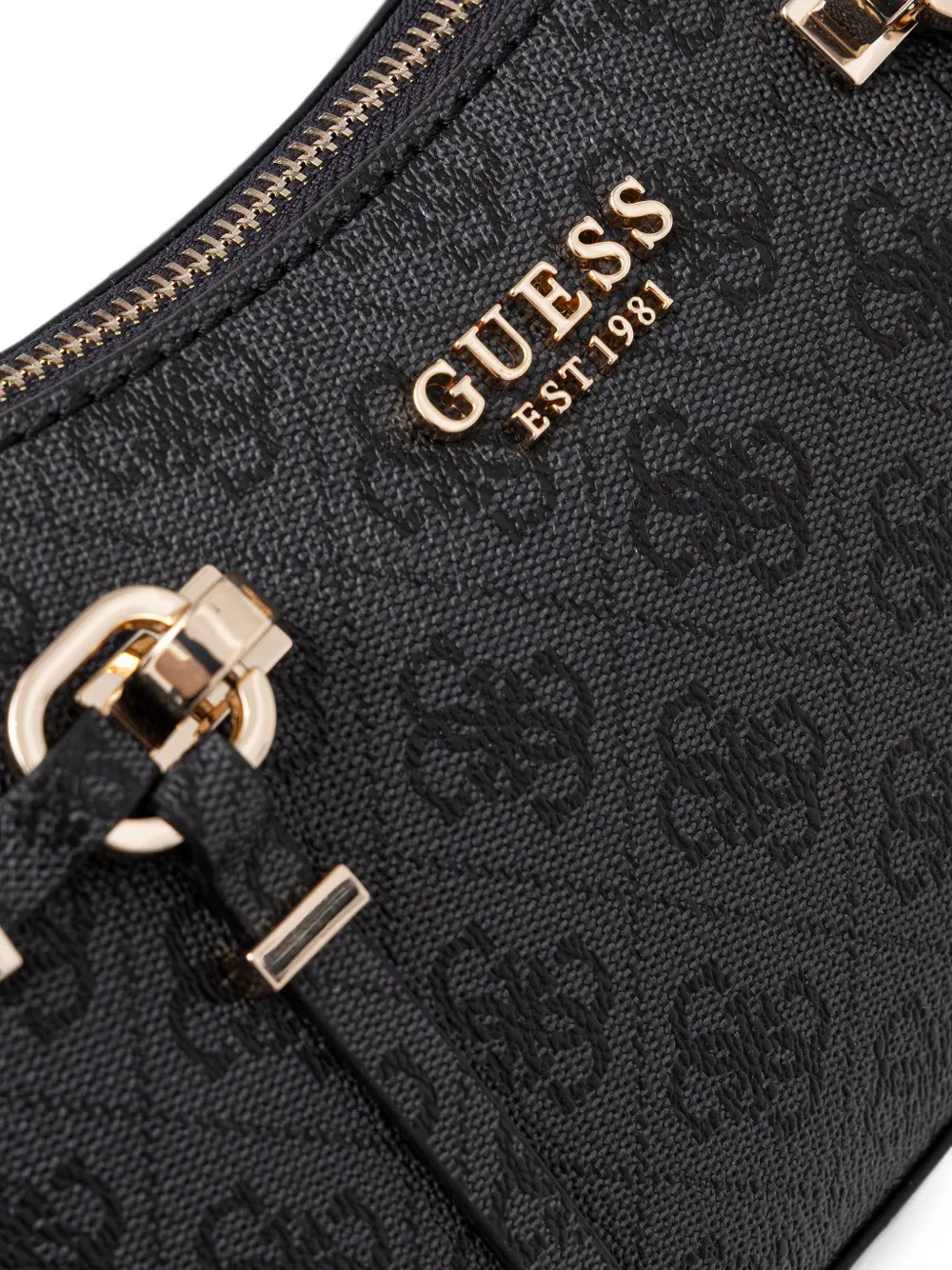 GUESS USA Leona schoudertas met monogramprint Zwart