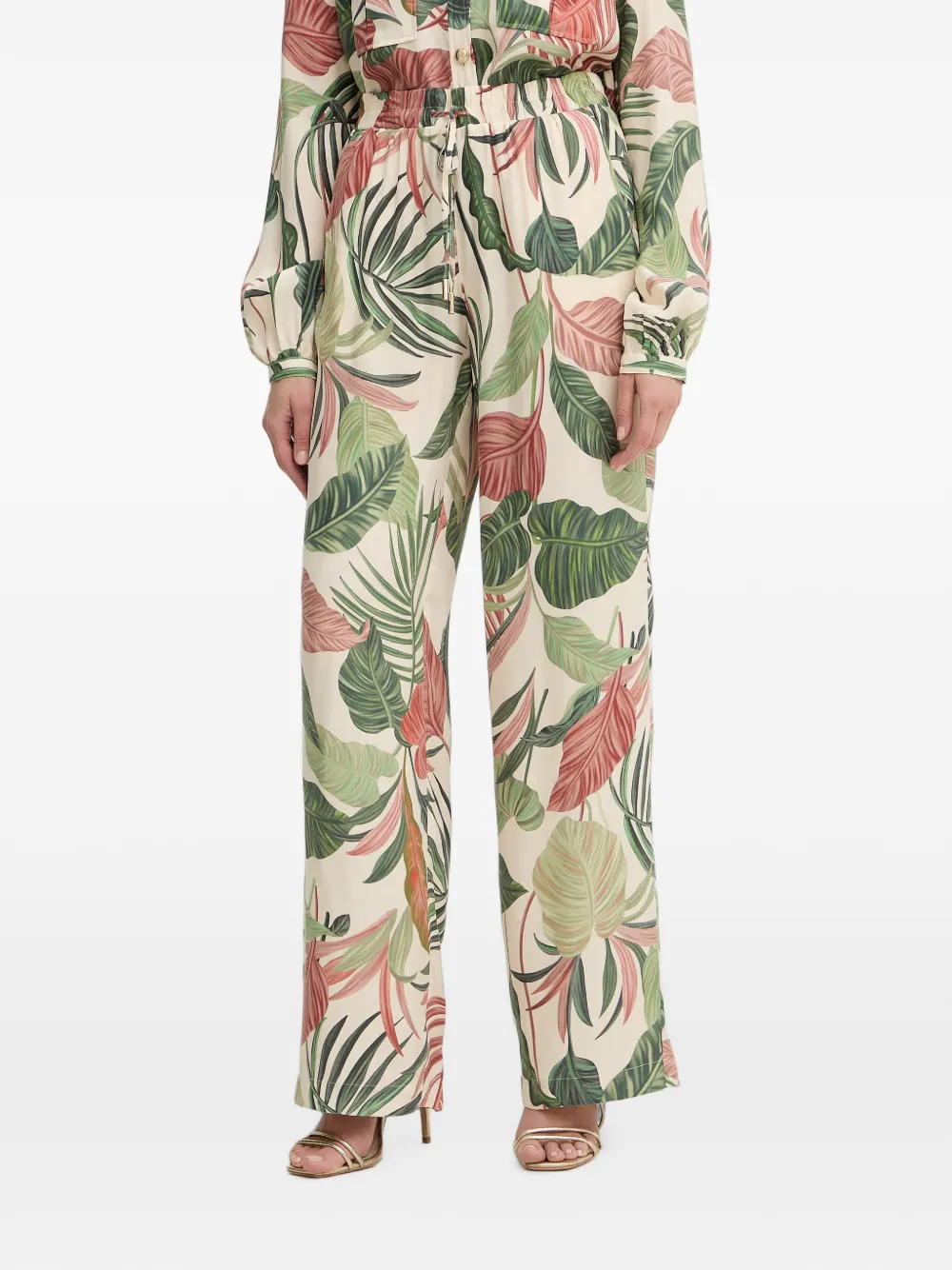 GUESS USA leaf-print wide-leg trousers - Neutrals