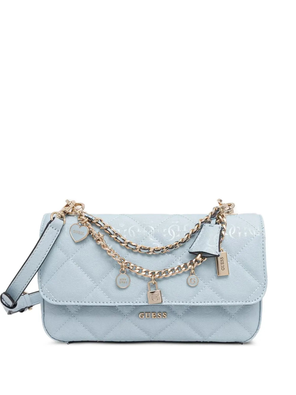 GUESS USA Libby quilted charm-detail shoulder bag - Blu