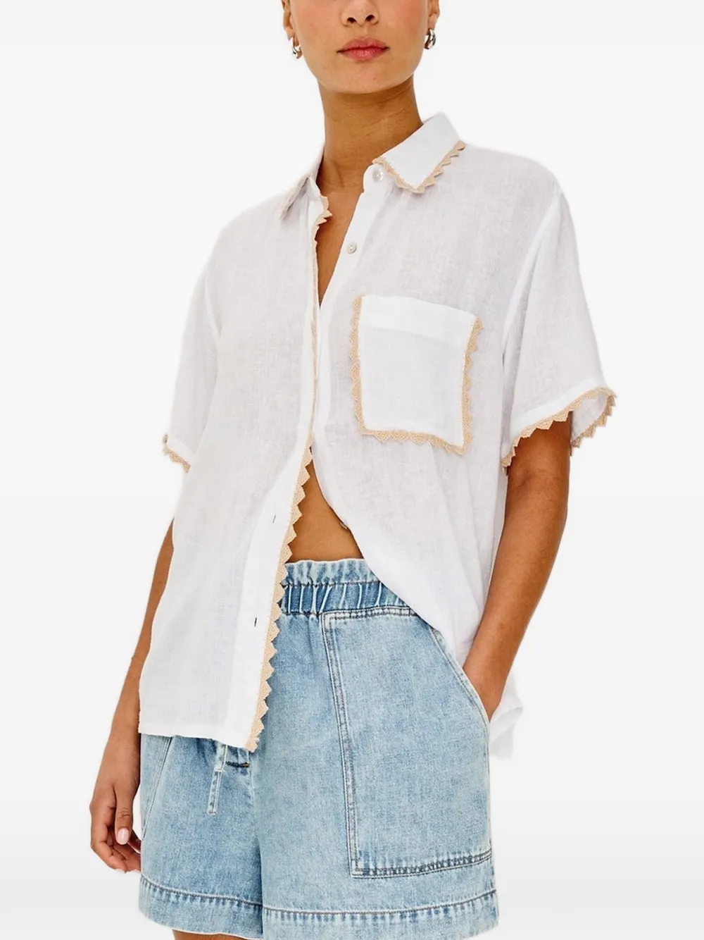 Rails Saya lace-trim shirt - Weiß