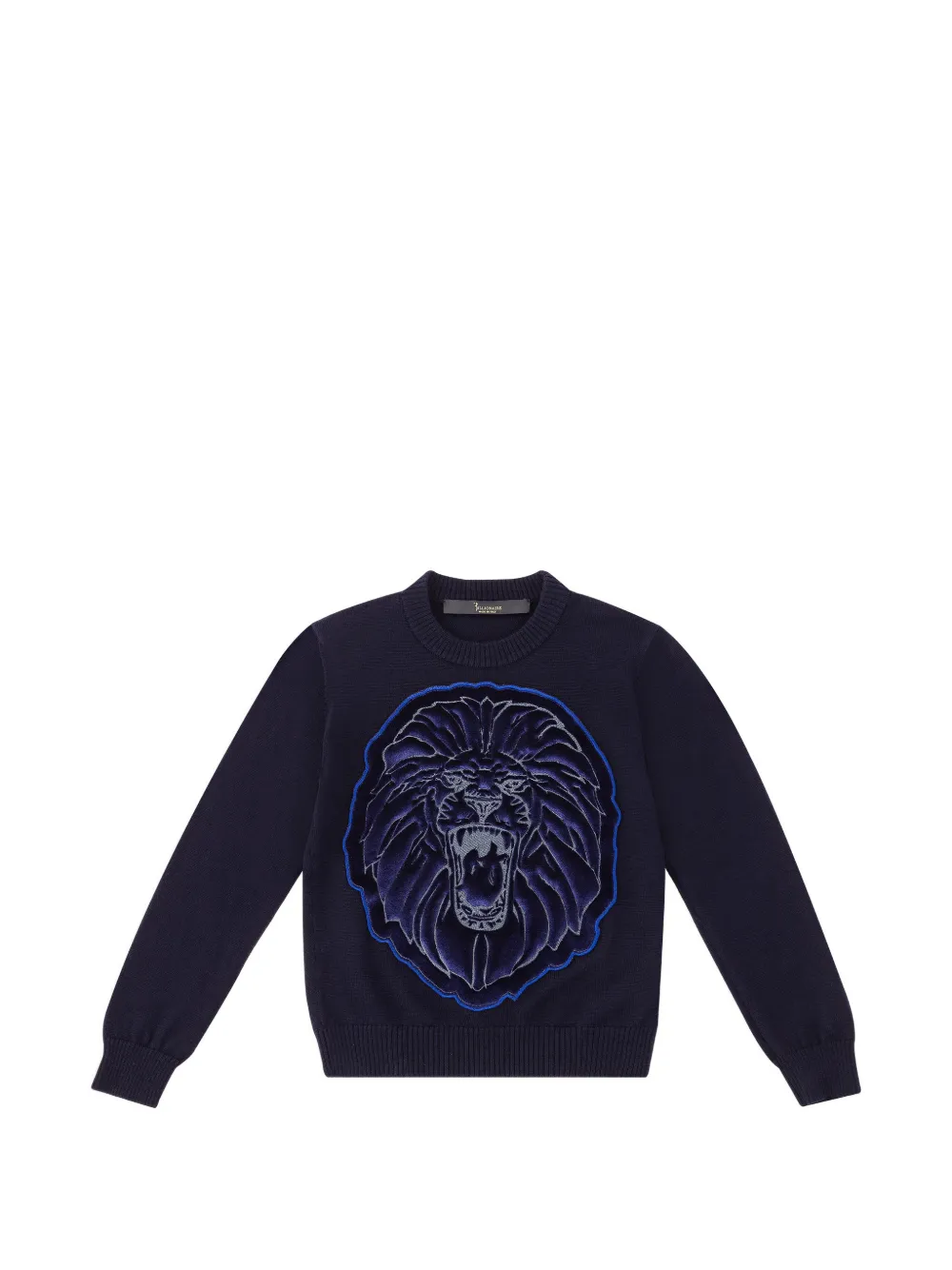 Billionaire Kids lion-embroidered crew-neck sweater - Blu