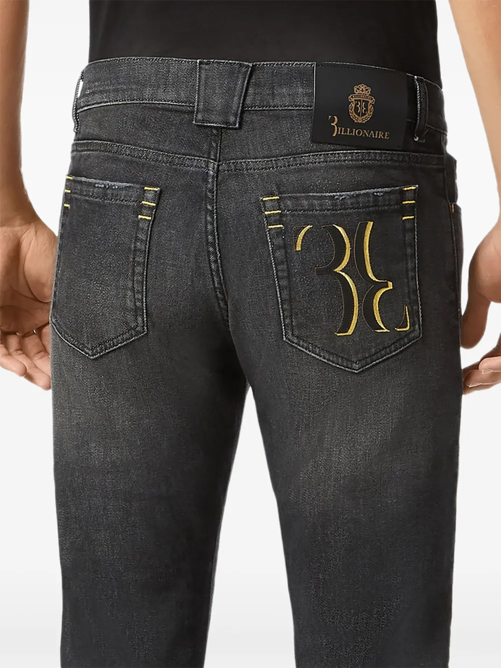 Billionaire Jeans met geborduurd logo Zwart