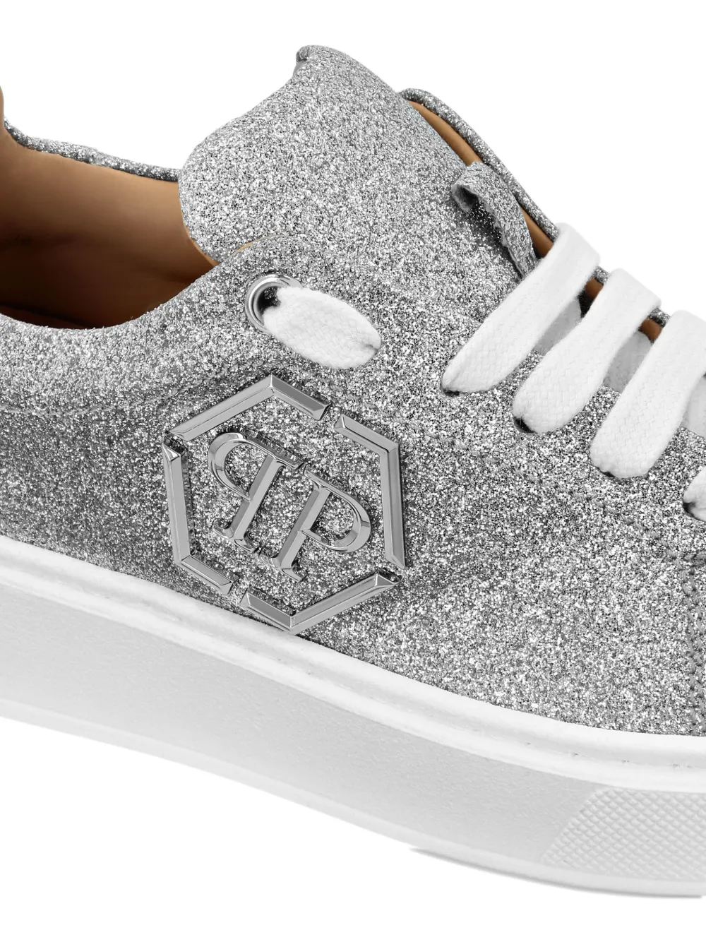 Philipp Plein Junior logo-plaque low-top sneakers Zilver