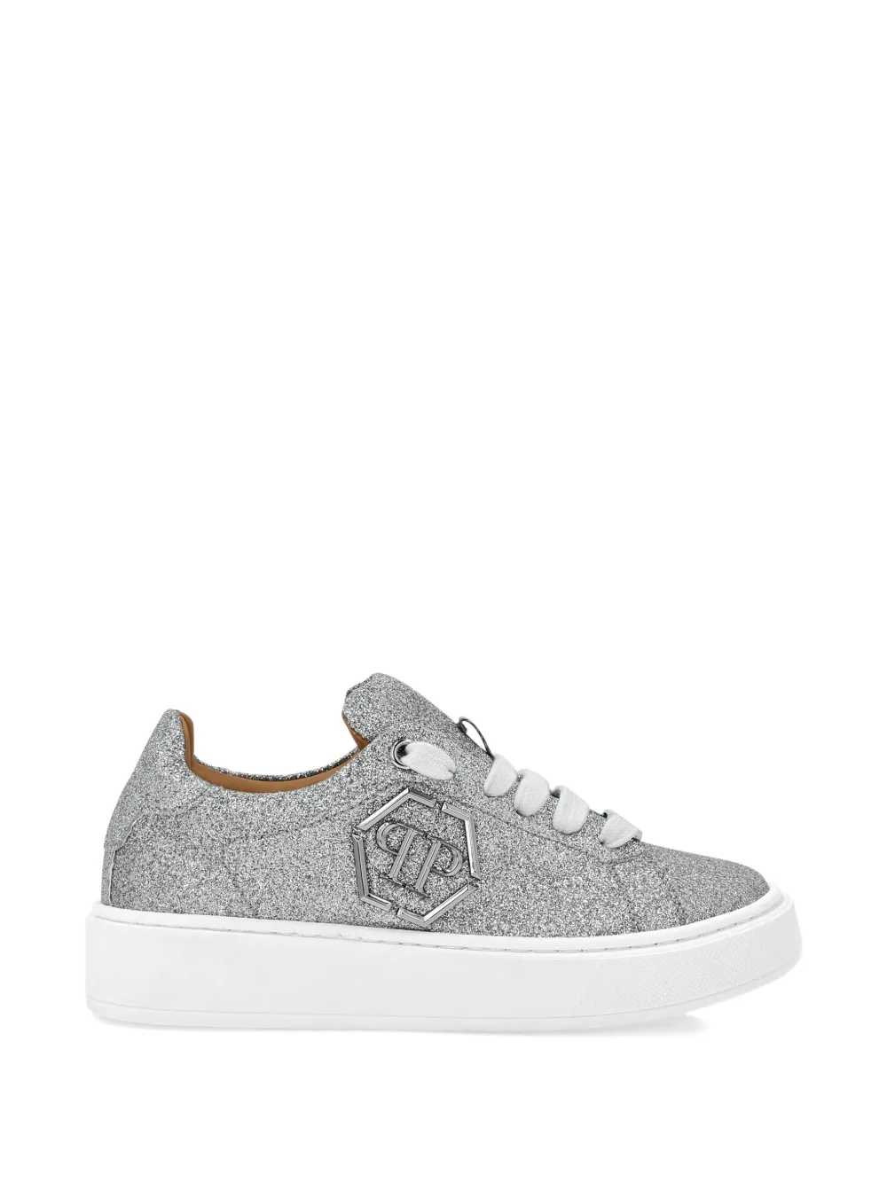 Philipp Plein Junior logo-plaque low-top sneakers Zilver