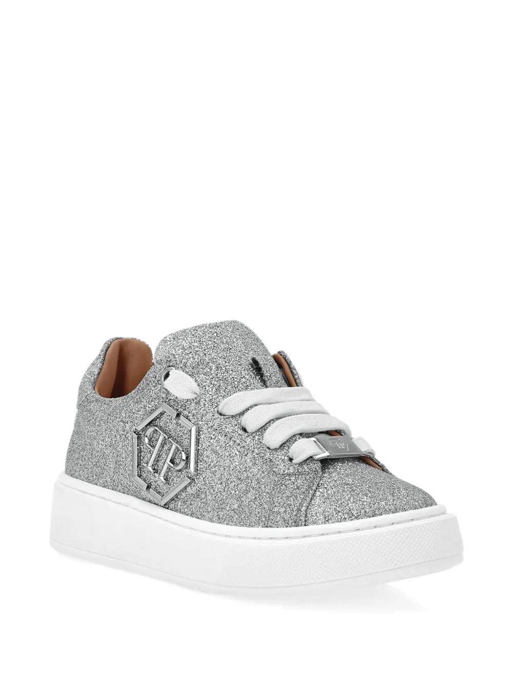 Philipp Plein Junior logo-plaque low-top sneakers Zilver