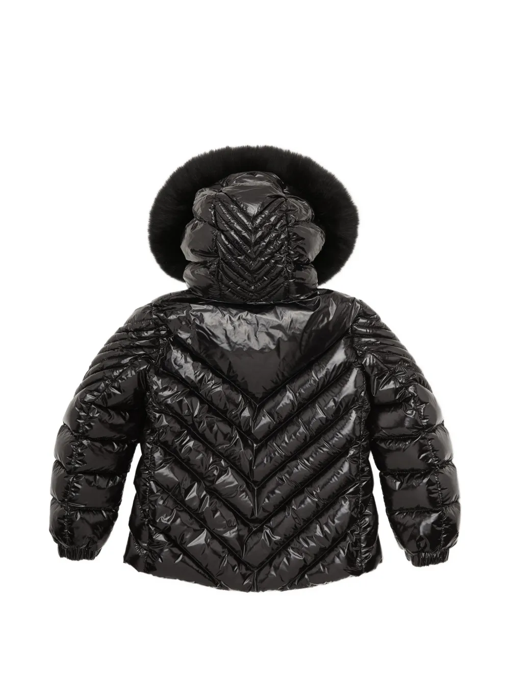 Philipp Plein Junior Donsjack met monogram en vos Zwart