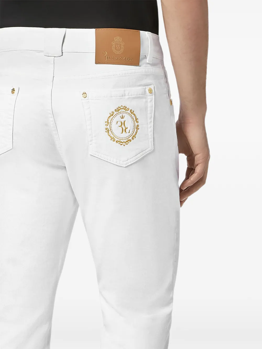 Billionaire Jeans met geborduurd monogram Wit