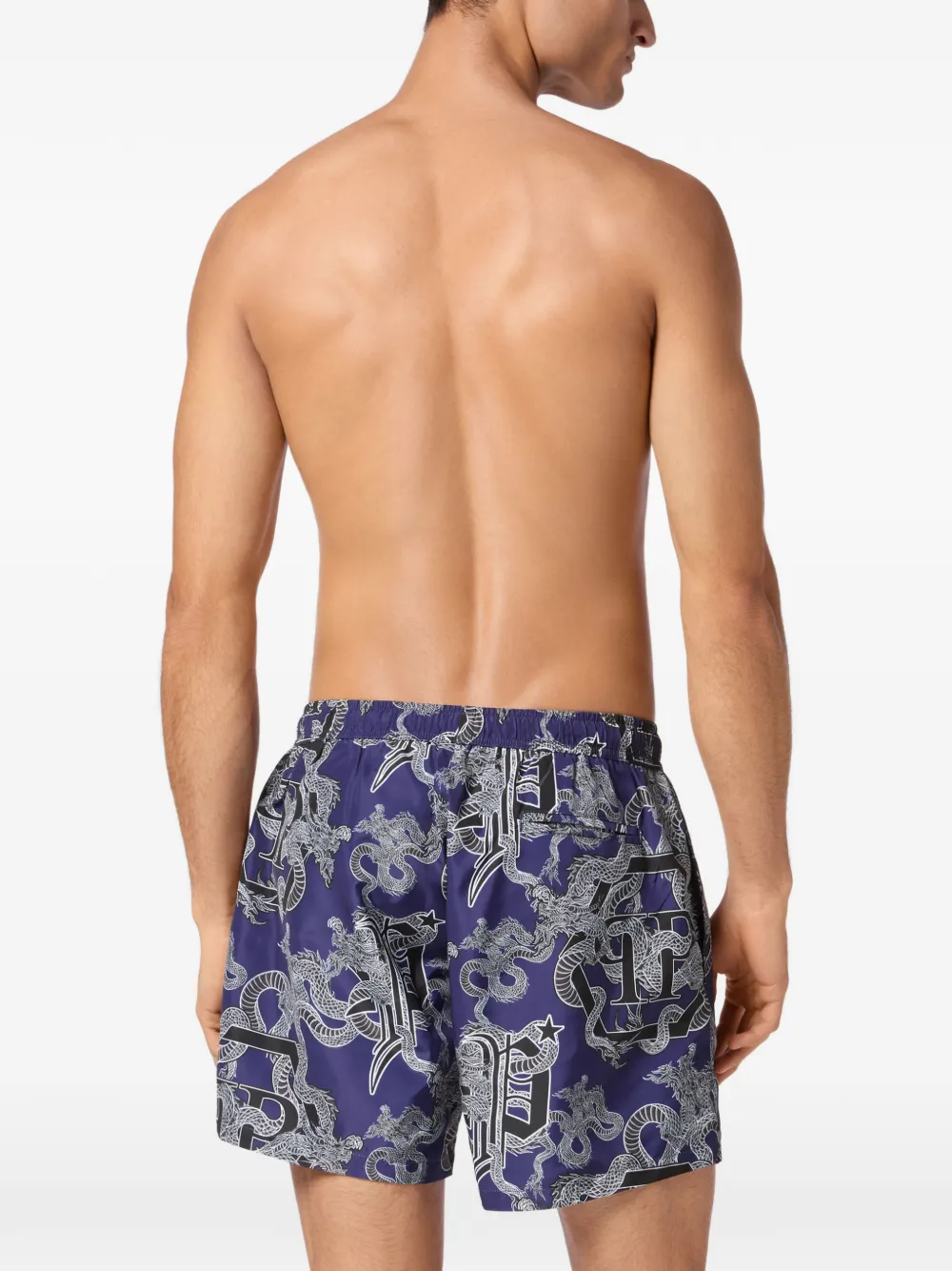 Philipp Plein Zwembroek met print Blauw