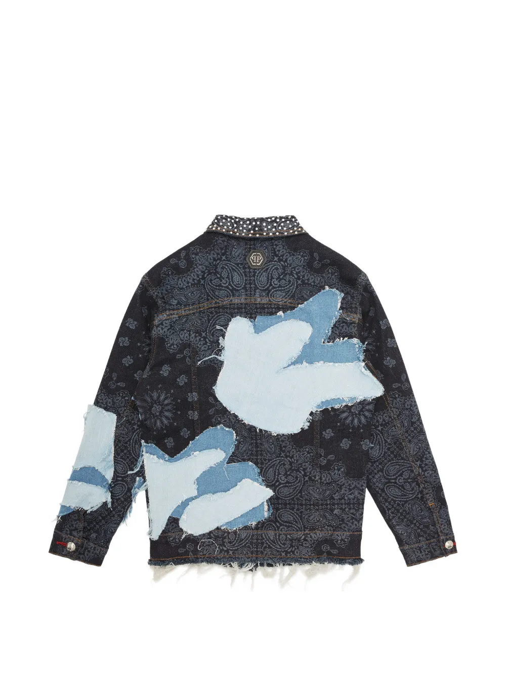 Philipp Plein Junior Denim jack met patchwork Blauw