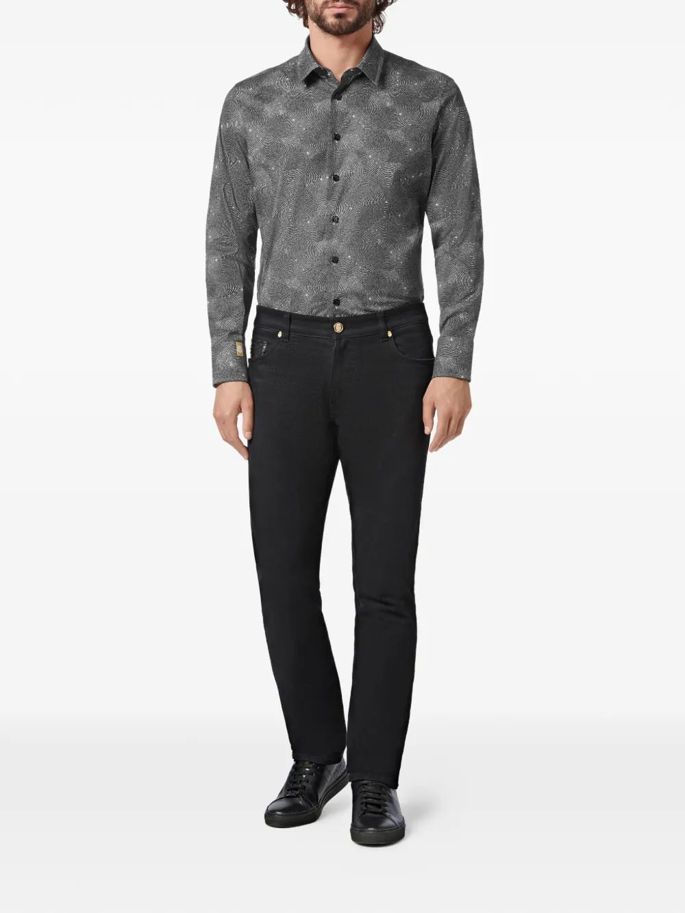 Billionaire geometric cut shirt Grijs