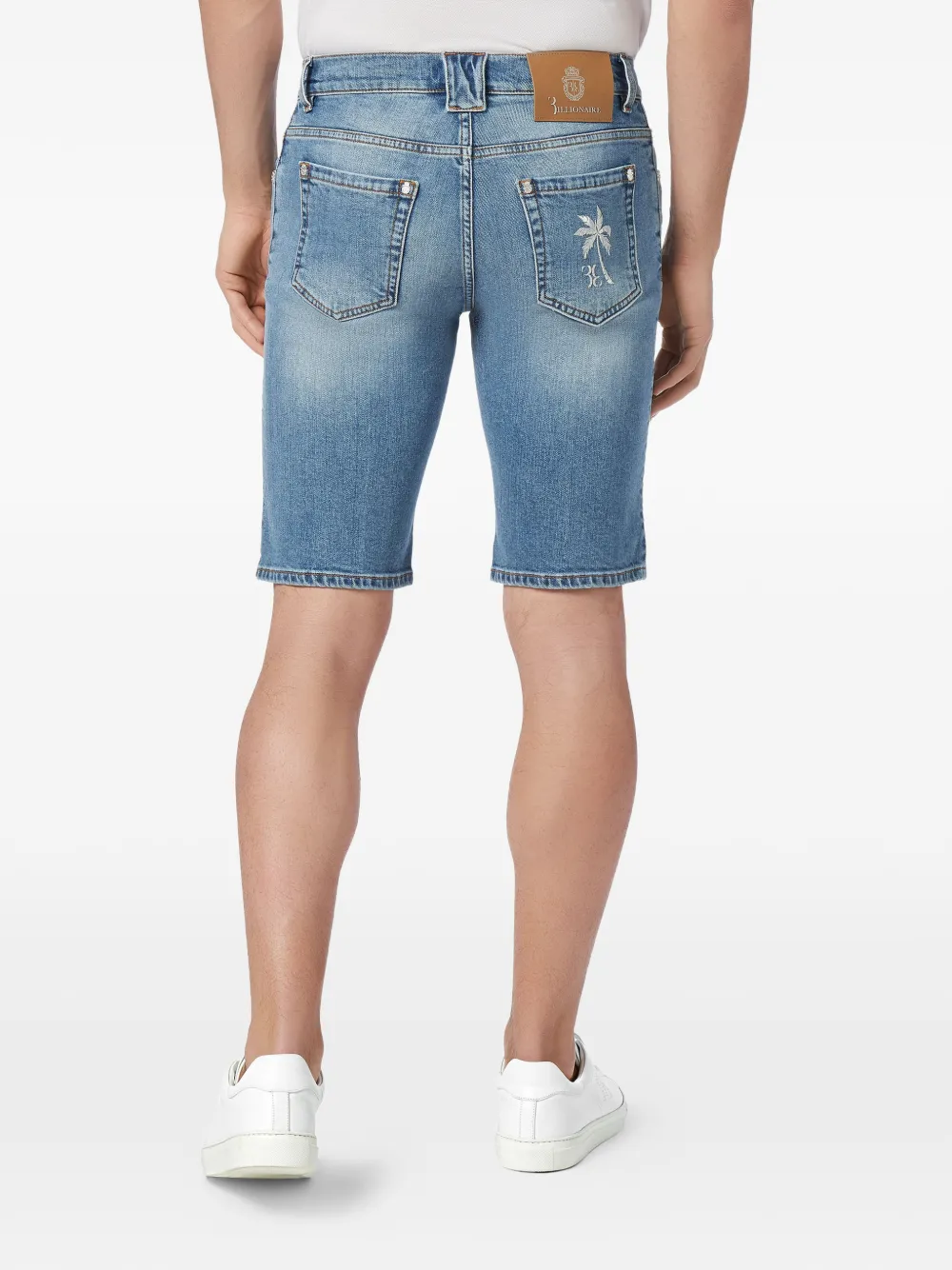 Billionaire Denim shorts met geborduurde palm Blauw