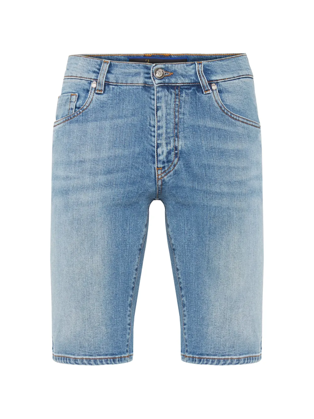 Billionaire palm-embroidered denim shorts - Blu