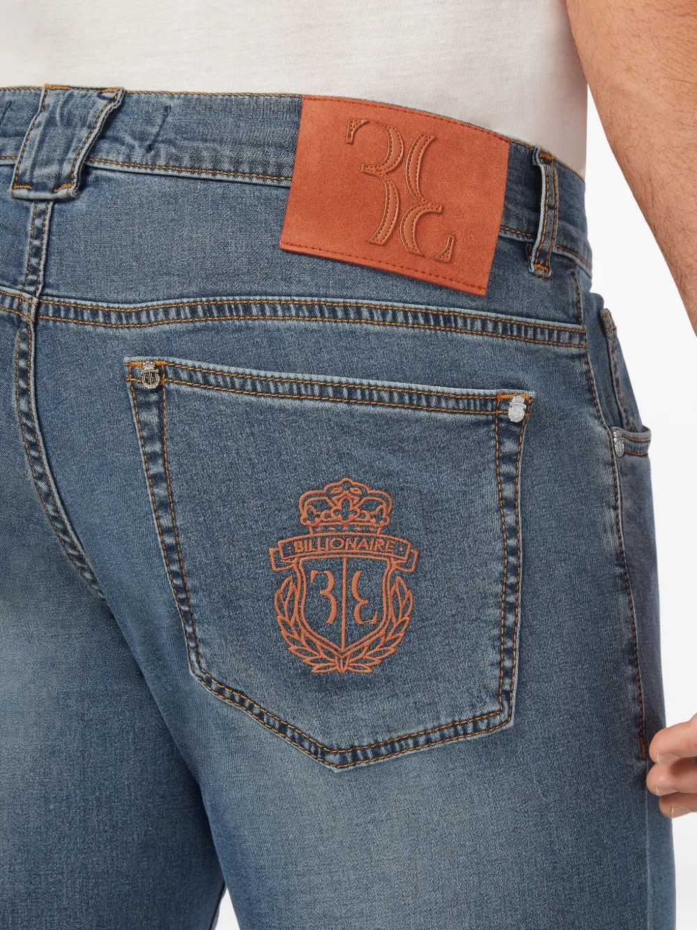 Billionaire Jeans met vijf zakken en wapenschild Blauw
