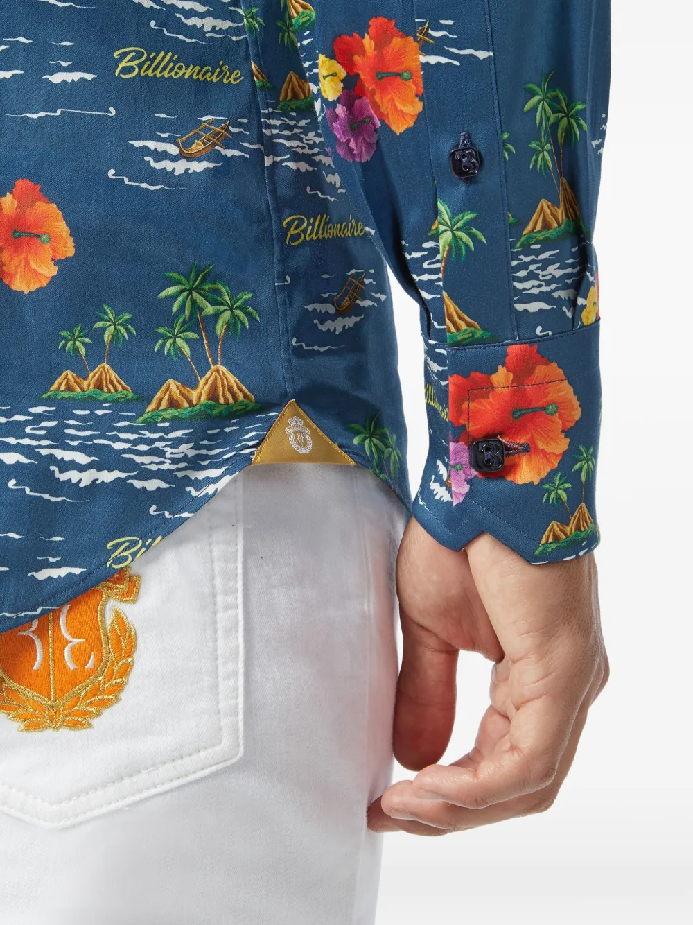 Billionaire Overhemd met bloemenprint Blauw