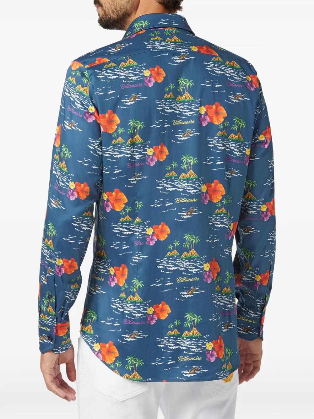 Billionaire Overhemd met bloemenprint Blauw