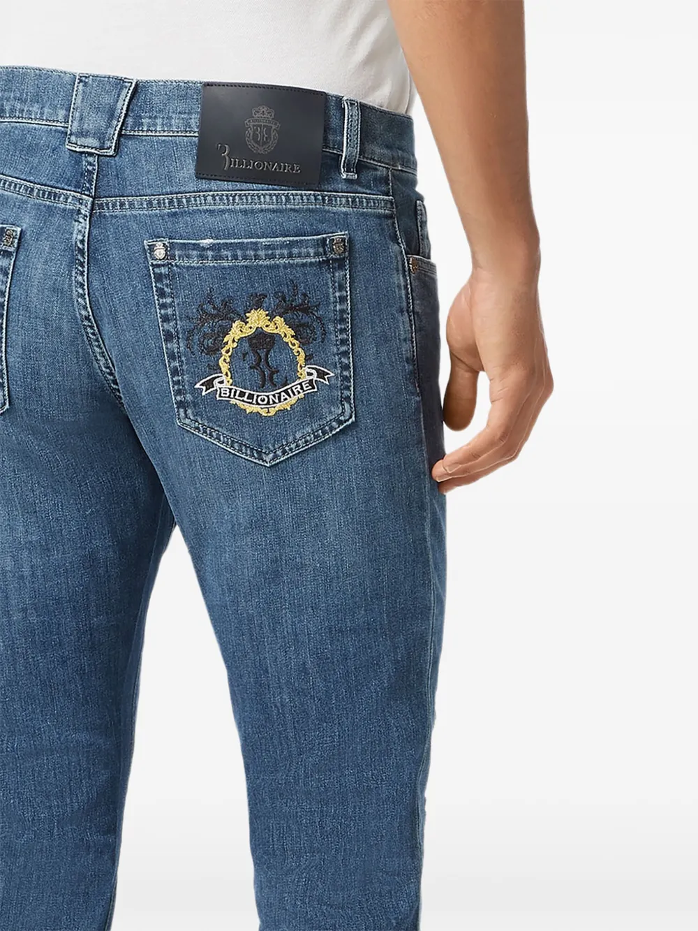 Billionaire Super Straight Cut Baroque jeans Blauw