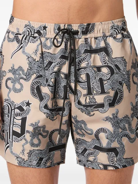 Philipp Plein logo-print swim shorts
