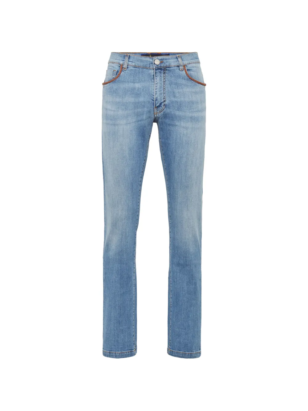 Billionaire straight-cut braided-trimming jeans - Blu