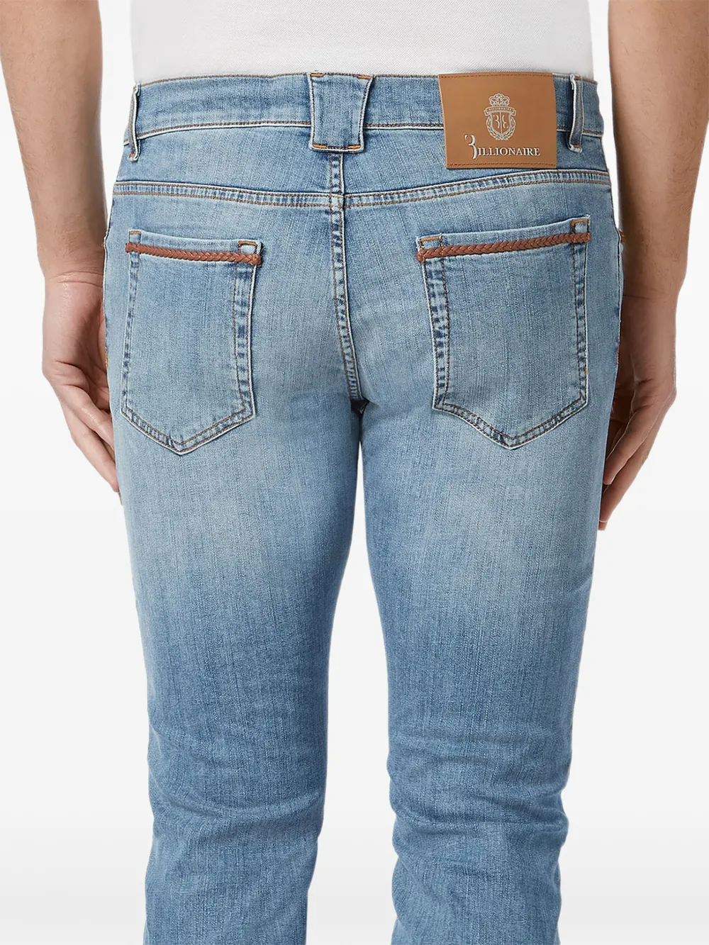 Billionaire Straight jeans met gevlochten afwerking Blauw